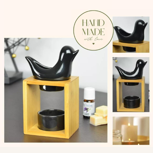 Birdy perfume burner candle holder (black or white)