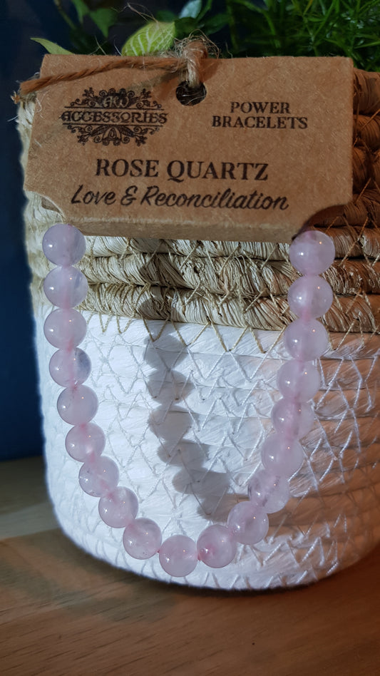 Bracelet AMOUR, en pierre naturelle de quartz rose