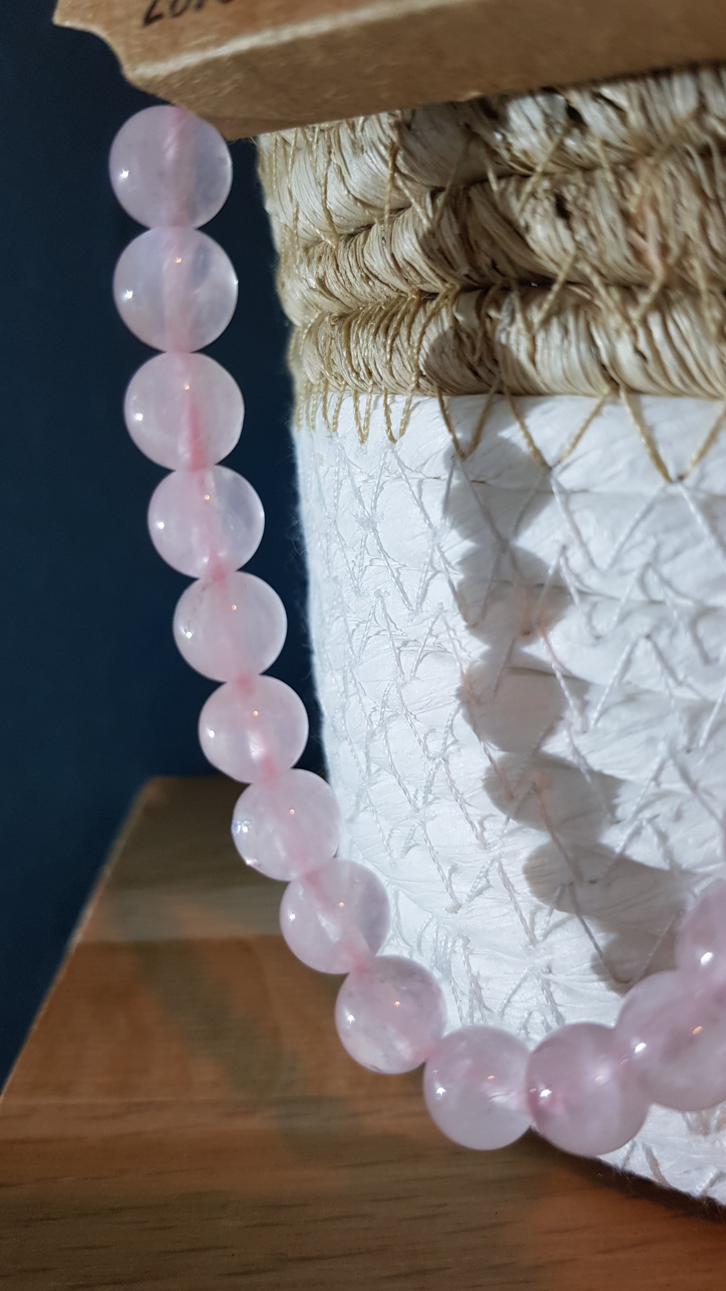 Bracelet AMOUR, en pierre naturelle de quartz rose