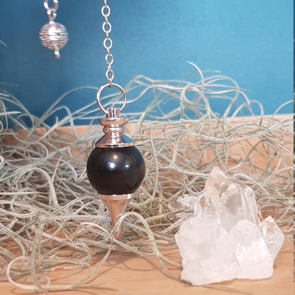 Pendule de radiesthésie sphère - OBSIDIENNE Œil Céleste -