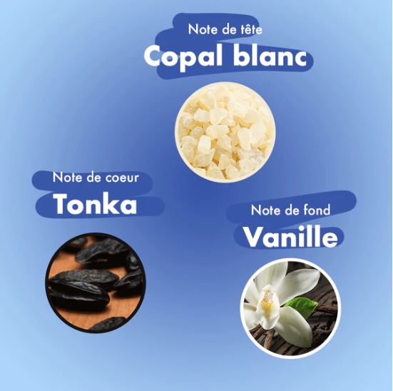 Encens naturels・ Copal Blanc, Fève de Tonka, Vanille