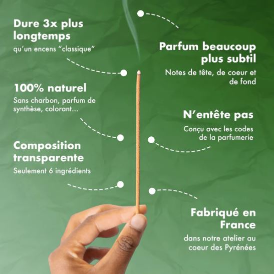 Natural incense · Jasmine, Palo Santo, Benzoin 